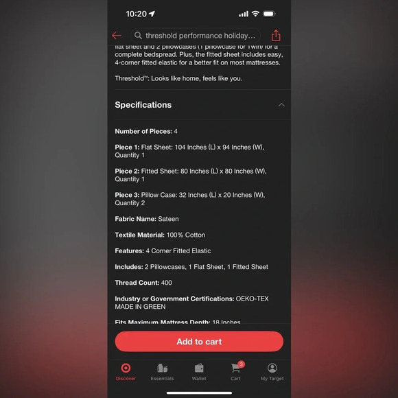 NWT Full 400 Thread Count Performance
Holiday Sheet Set Green Holly - Thres… - Picture 6 of 7